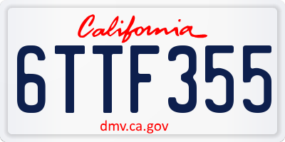 CA license plate 6TTF355