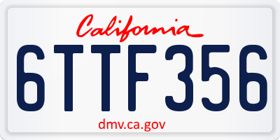 CA license plate 6TTF356