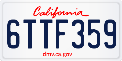 CA license plate 6TTF359