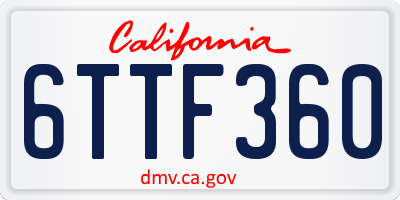 CA license plate 6TTF360