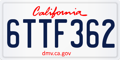 CA license plate 6TTF362