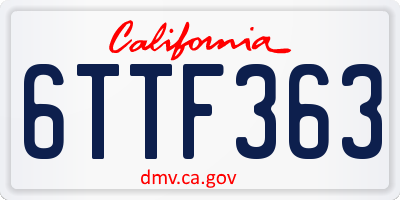 CA license plate 6TTF363