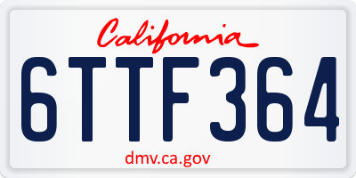 CA license plate 6TTF364
