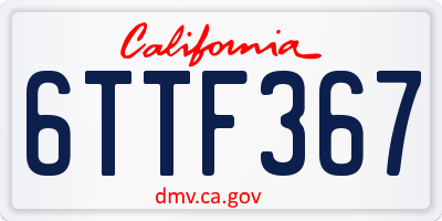 CA license plate 6TTF367