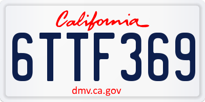 CA license plate 6TTF369