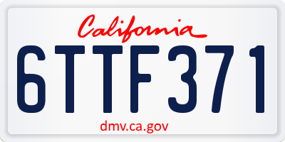 CA license plate 6TTF371