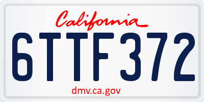 CA license plate 6TTF372