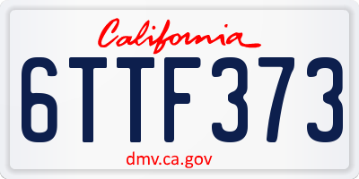 CA license plate 6TTF373