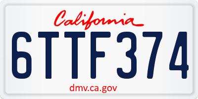 CA license plate 6TTF374