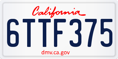 CA license plate 6TTF375