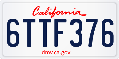 CA license plate 6TTF376