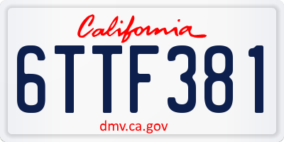 CA license plate 6TTF381