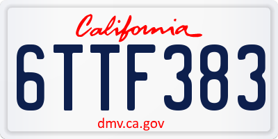 CA license plate 6TTF383