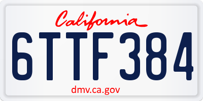 CA license plate 6TTF384