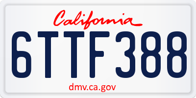 CA license plate 6TTF388