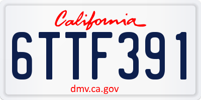 CA license plate 6TTF391