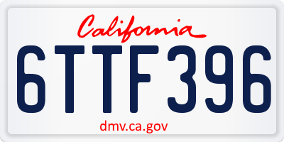 CA license plate 6TTF396