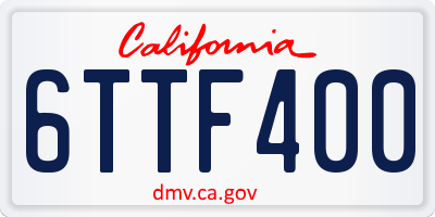 CA license plate 6TTF400