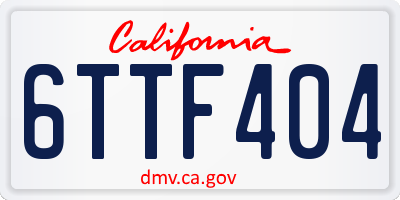 CA license plate 6TTF404
