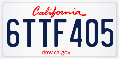 CA license plate 6TTF405