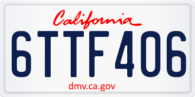 CA license plate 6TTF406