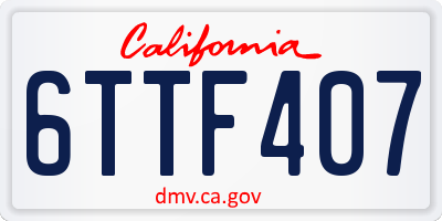 CA license plate 6TTF407