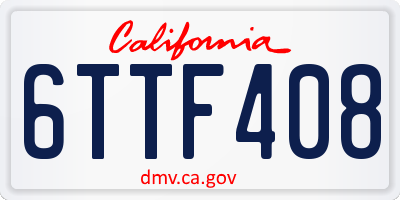 CA license plate 6TTF408