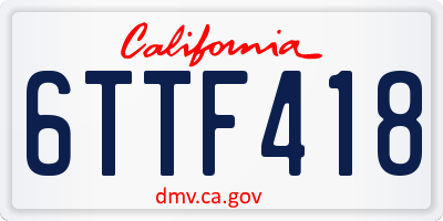 CA license plate 6TTF418