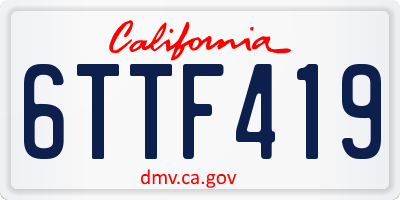 CA license plate 6TTF419