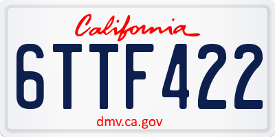 CA license plate 6TTF422