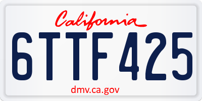 CA license plate 6TTF425