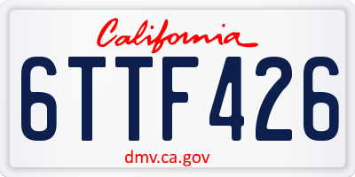 CA license plate 6TTF426