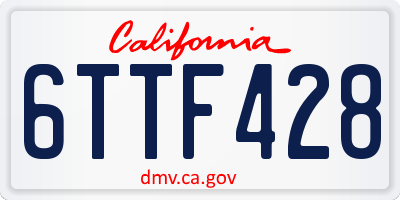 CA license plate 6TTF428