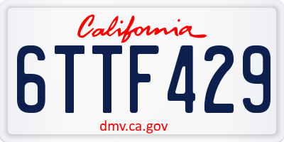 CA license plate 6TTF429