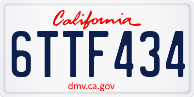 CA license plate 6TTF434