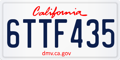 CA license plate 6TTF435
