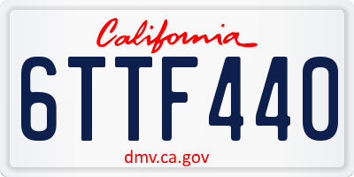 CA license plate 6TTF440