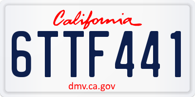 CA license plate 6TTF441