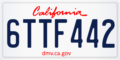 CA license plate 6TTF442