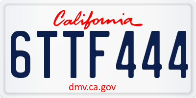 CA license plate 6TTF444