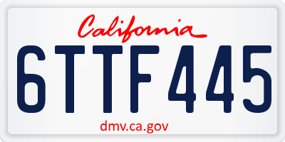 CA license plate 6TTF445