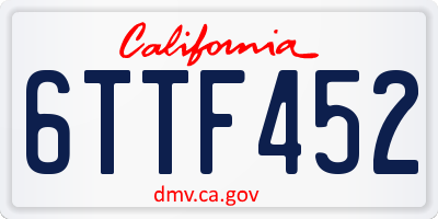 CA license plate 6TTF452