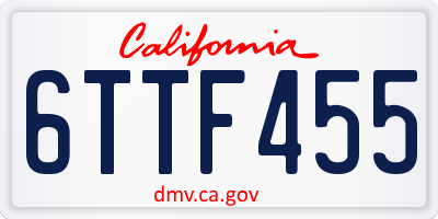 CA license plate 6TTF455