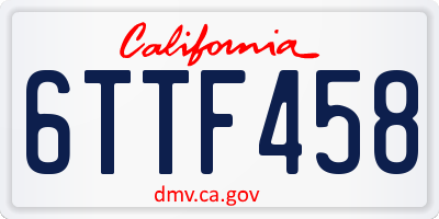 CA license plate 6TTF458
