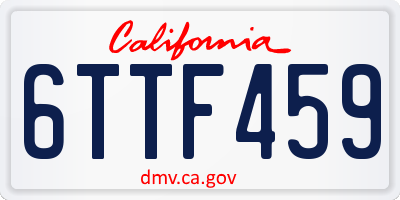 CA license plate 6TTF459