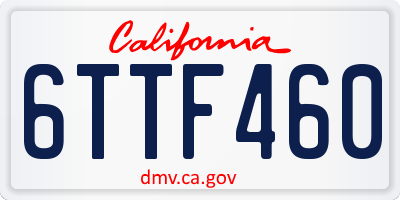 CA license plate 6TTF460