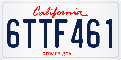 CA license plate 6TTF461