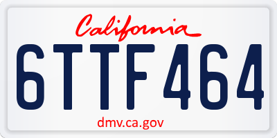 CA license plate 6TTF464