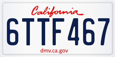 CA license plate 6TTF467