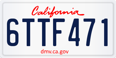 CA license plate 6TTF471